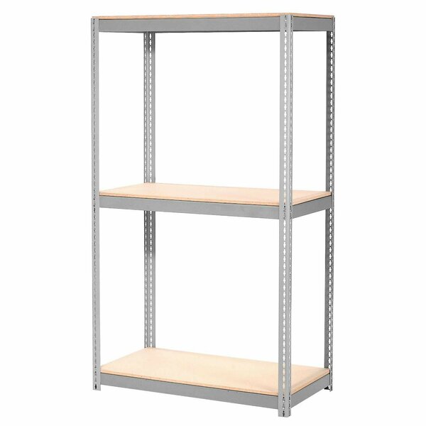 Global Industrial 3 Shelf, Boltless Shelving, Starter, Solid Deck, 2700 lb Cap, 96inW x 24inD x 84inH 785567GY